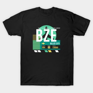 Belize City (BZE) Airport // Retro Sunset Baggage Tag T-Shirt